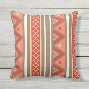 Modern Southwestern geometriskt, Taupe & orange Kudde