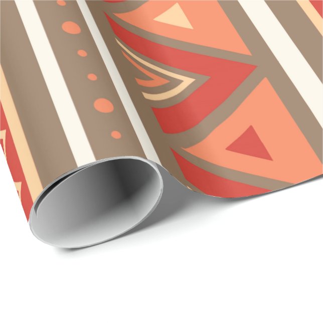 Modern Southwestern geometriskt, Taupe & orange Presentpapper (Rullad Hörn)