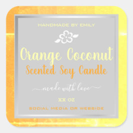 Modern soy Candles Packages Orange Grått Fyrkantigt Klistermärke