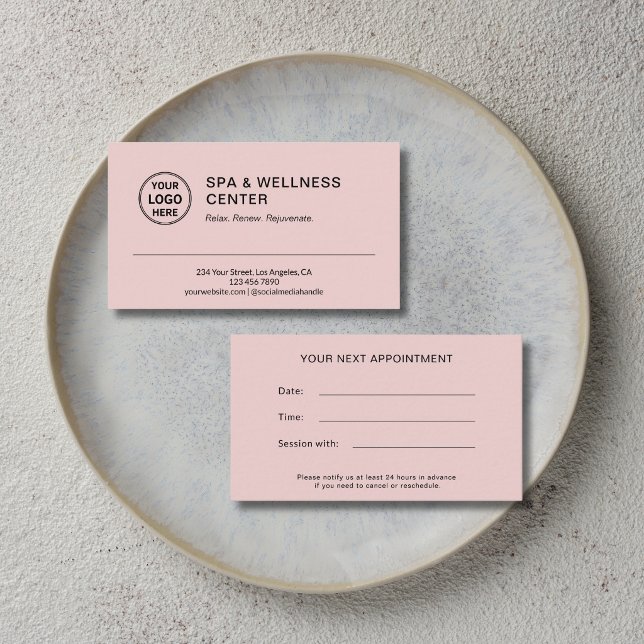 Modern Spa Massageterapeut Rosa Tidsbeställning Kort (Modern Spa Massage Therapist Pink Appointment Card)