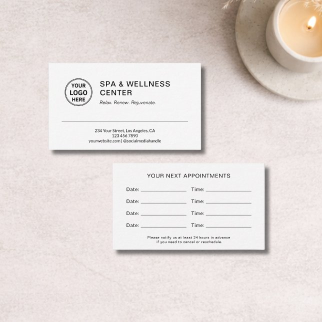 Modern Spa Välbefinnande Tidsbeställning Kort (Modern Spa Wellness Appointment Card)