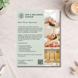 Modern Spa Wellness Sagegrön Kampanj Reklamblad