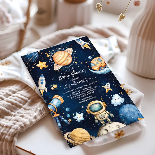 Modern Space Outer Galaxy Baby Shower Inbjudningar (Skapare uppladdad)