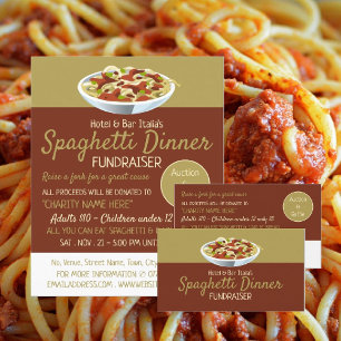 Modern Spaghetti Dinner Fundraiser Event Visitkort