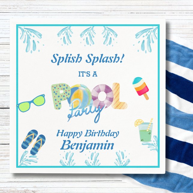 Modern spanska Stänk Boys Bassäng Party Napkins Pappersservett (Skapare uppladdad)