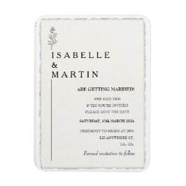 Modern Spara datum faux Deckled Kant Bröllop Magnet