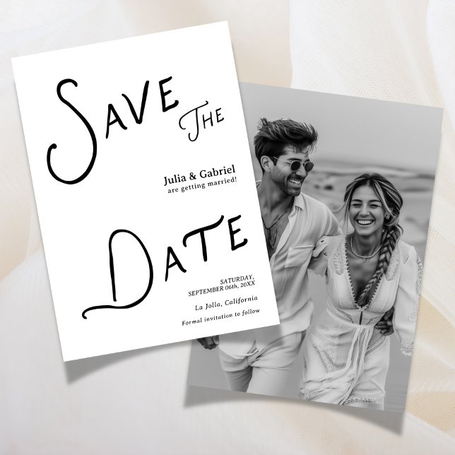 Modern Spara Datum Foto Inbjudningar (Modern Save The Date Photo Blue Invitation)