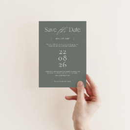 Modern Spara Datum-inbjudan i Sagegrön Datumet