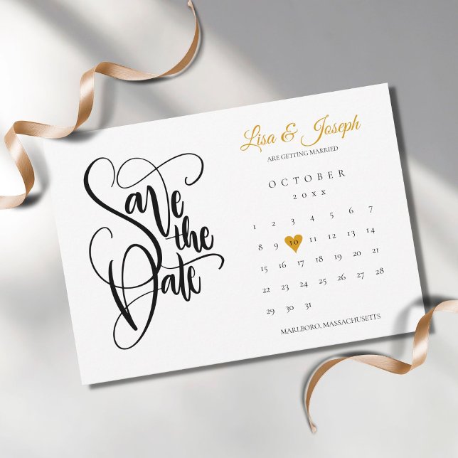 Modern Spara Datum Kalendar Guld Kärlek Hjarta Datumet (Skapare uppladdad)
