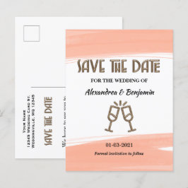 Modern Spara Datum Vattenfärg Korall Postkort Meddelande Vykort