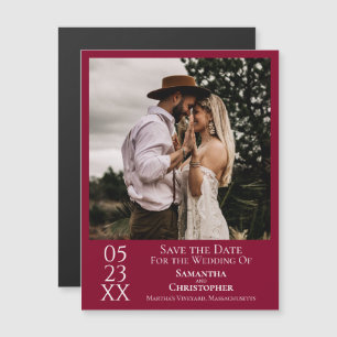 Modern Spara datumfoto Cranberry Red Magnet