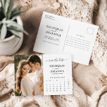 Modern Spara Eleganten Datumfotokalender Enkel Vykort<br><div class="desc">Spara datumfotskalenderns enkla vykort för Elegant. Anpassa enkelt genom att ersätta varje info. Ladda upp ett foto för porträtt/lodrät. Flytta cirkeln genom att klicka på länken Anpassa ytterligare. Kontrollera förhandsgranskningen innan du lägger till i kundvagn. (Foto av Jonathan Borba från Pexels)</div>