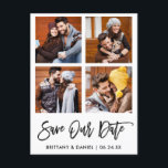 Modern Spara för penselskript - vårt datum 4 fotok Vykort<br><div class="desc">Modern penselskript 4 Fotosäkerhet Spara vårt vykort för datum</div>