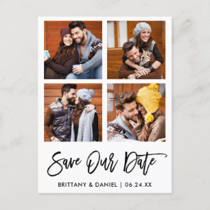 Modern Spara för penselskript - vårt datum 4 fotok Vykort