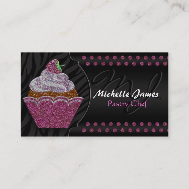 Modern Sparkling muffinMonogramkonditor Visitkort (Framsida)