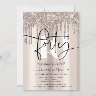 Modern Sparkly Cream Glitter 40:e födelsedagen Par Inbjudningar