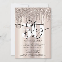 Modern Sparkly Cream Glitter 50:e Födelsedagsfeste