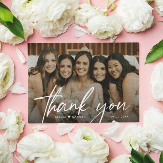 Modern Speciell Anpassningsbar Photo Bröllop Bride Tack Kort (Custom Wedding bridesmaid thank you photo card.)