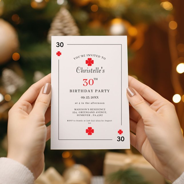 Modern spelkort 30-års födelsedagsfirande inbjudningar (Skapare uppladdad)