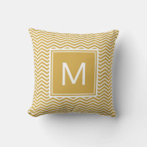 Modern Spicy Mustard Gult Chevrons och Monogram