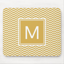 Modern Spicy Mustard Gult Chevrons och Monogram
