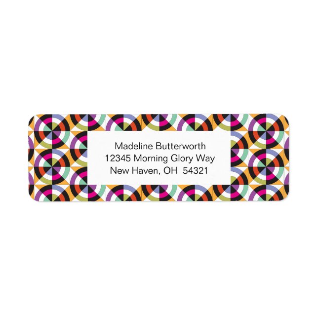 Modern spinning cirklar Quilt Mönster Returadress Etikett (Framsidan)