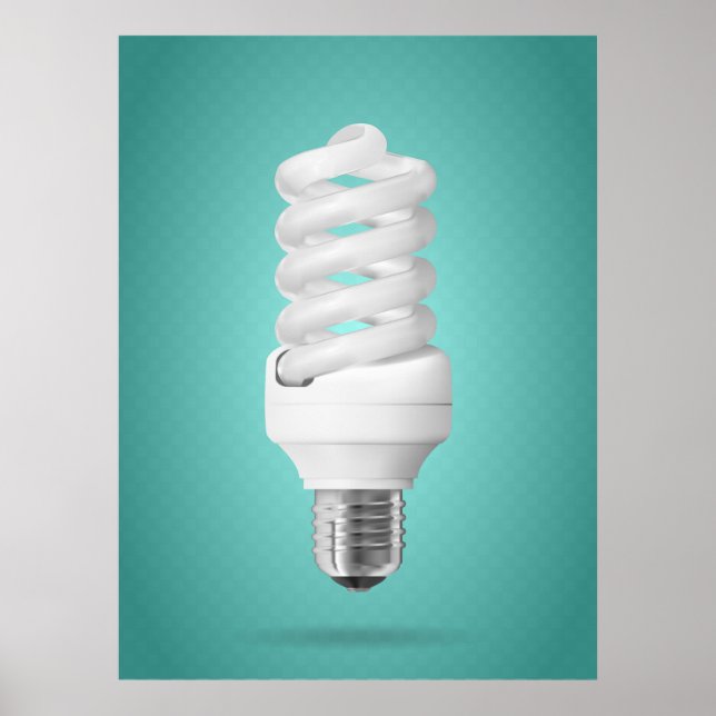 Modern Spiral Compact Fluorescent Lightbulb Poster (Framsidan)
