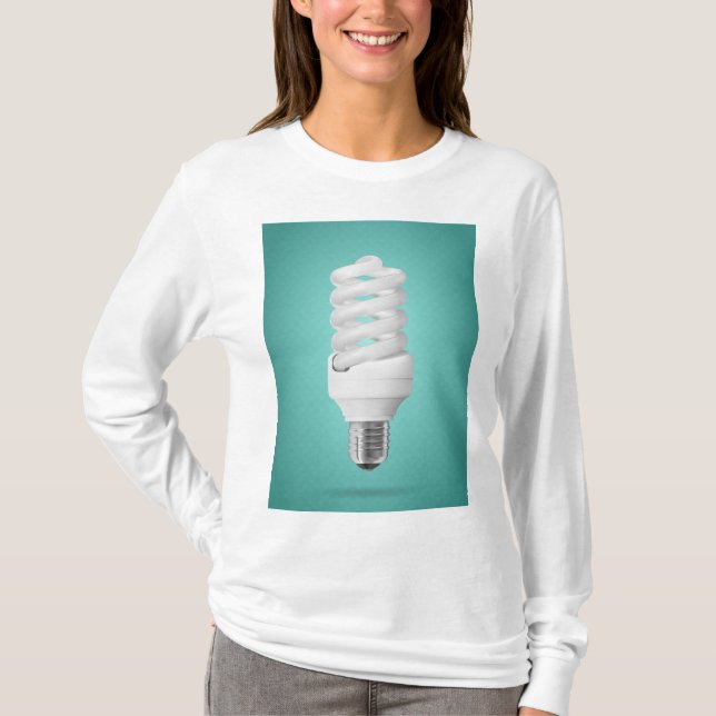 Modern Spiral Compact Fluorescent Lightbulb T Shirt (Framsida)