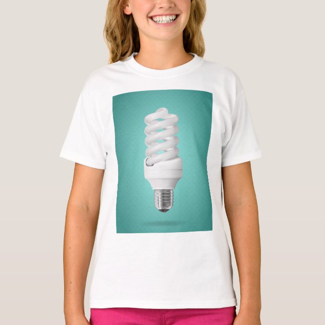 Modern Spiral Compact Fluorescent Lightbulb T Shirt (Framsida)