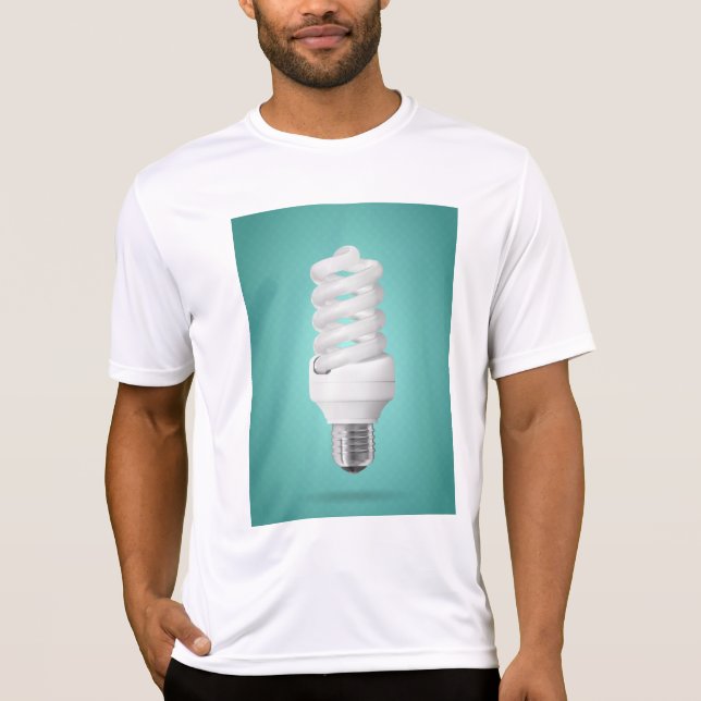Modern Spiral Compact Fluorescent Lightbulb T Shirt (Framsida)