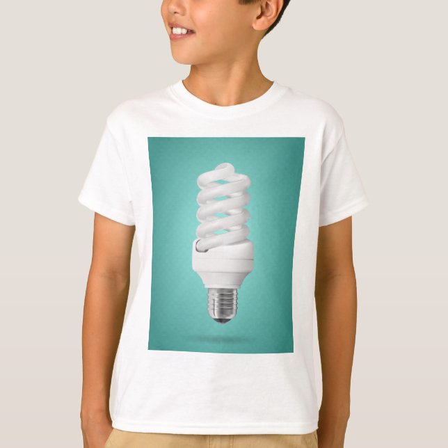Modern Spiral Compact Fluorescent Lightbulb T Shirt (Framsida)