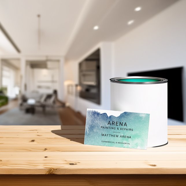 Modern Splash Ombre Blå Grön Målare Visitkort (Modern Splash Ombre Blue Green Painter Business Card)