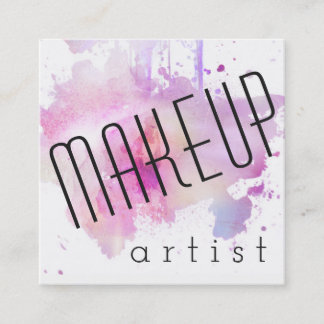 modern splatter för vattenfärg för makeupkonstnär fyrkantigt visitkort
