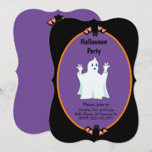 Modern spök- och fladdermushalloween-inbjudan
