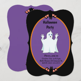 Modern spök- och fladdermushalloween-inbjudan inbjudningar