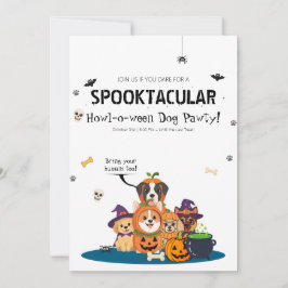 Modern Spooktacular Howl O Ween Hund Halloween Fes Inbjudningar