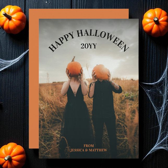 Modern Spooky Simple Scary Photo Happy halloween Julkort (Modern Spooky Simple Scary Photo Happy Halloween Holiday Card)