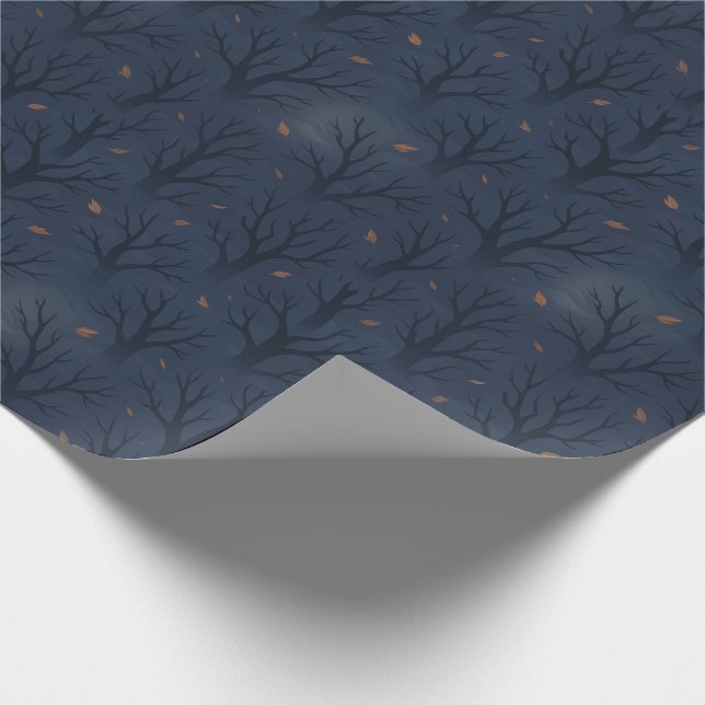 Modern Spooky Trees Halloween Seasonal Gift Wrap Presentpapper (Hörn)