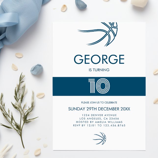 Modern sport Basketball Boy Birthday Inbjudningar (Modern Sports Basketball Boy Birthday Invitation
)