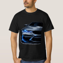 Modern sportbil neonstrålkastar-grafisk t-shirt