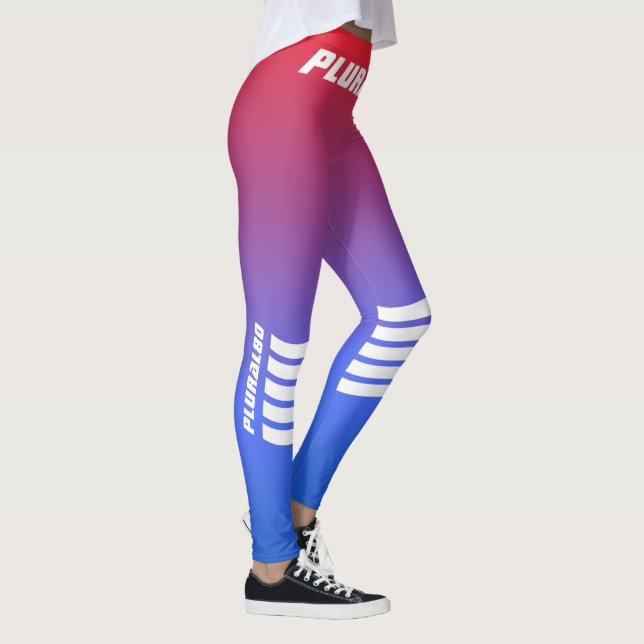 Modern, sportisk, röd, engrammad övertoning leggings (Höger)
