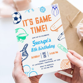 Modern Sports It's Game Time! Kids Birthday Inbjudningar