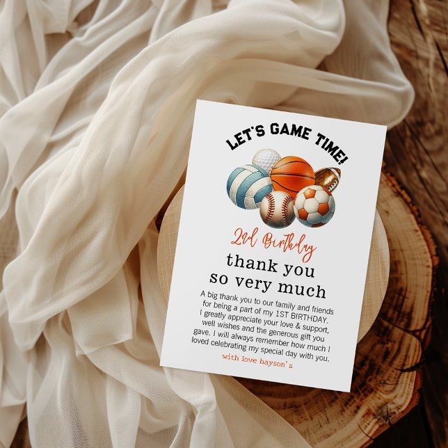 Modern Sports Kids 2-årsdag  Tack Kort (Skapare uppladdad)