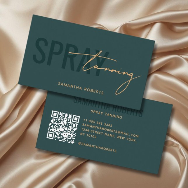 Modern spraytan QR-kod grön Visitkort (Skapare uppladdad)