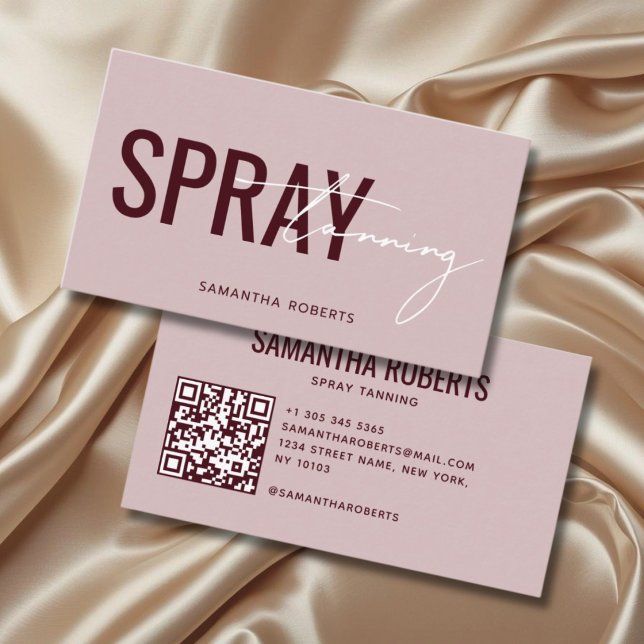Modern spraytan QR-kod rosa röd Visitkort (Skapare uppladdad)