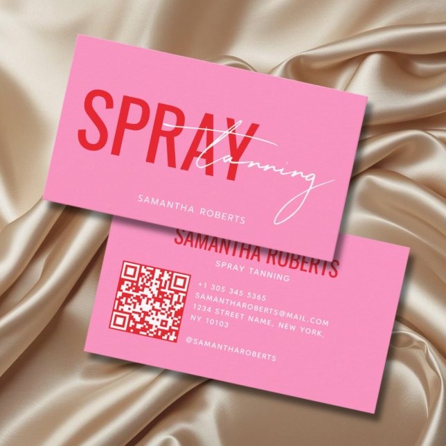 Modern spraytan QR-kod rosa Visitkort (Skapare uppladdad)