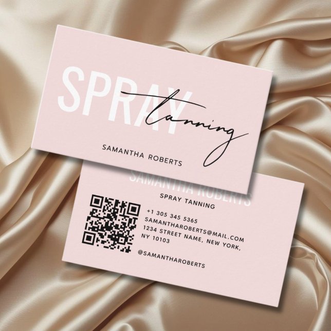 Modern spraytan QR-kod rosablush Visitkort (Skapare uppladdad)
