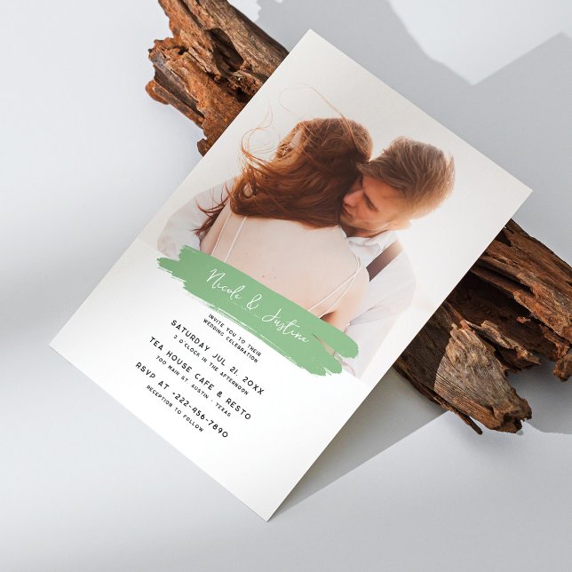 Modern spridning & Brushstroke: Personlig Bröllop Inbjudningar (Modern Sage & Brushstroke: Personalized Wedding Invitation)