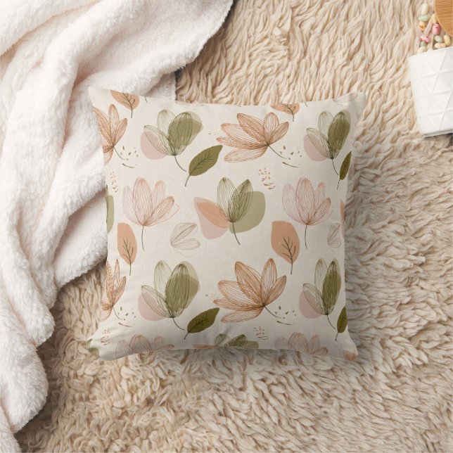 Modern Spring Botanical Floral Throw Pillow Kudde (Filt)