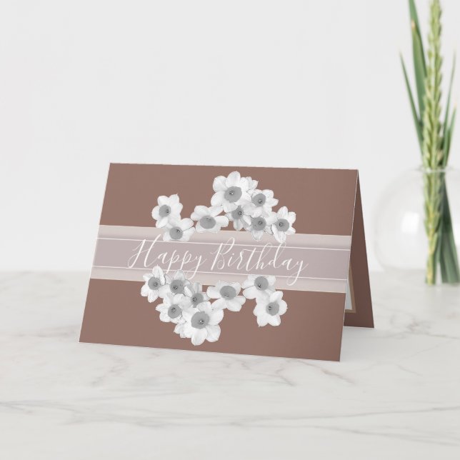 Modern Spring Daffodils Elegant Botanical Birthday Kort (Framsida)